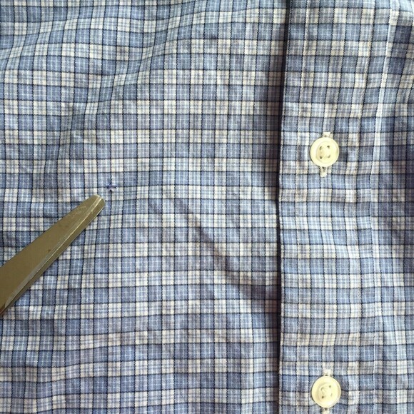 Ralph Lauren Men 17 1/2 Dress Shirt Long Sleeve Blue Windowpane Check - Picture 6 of 7